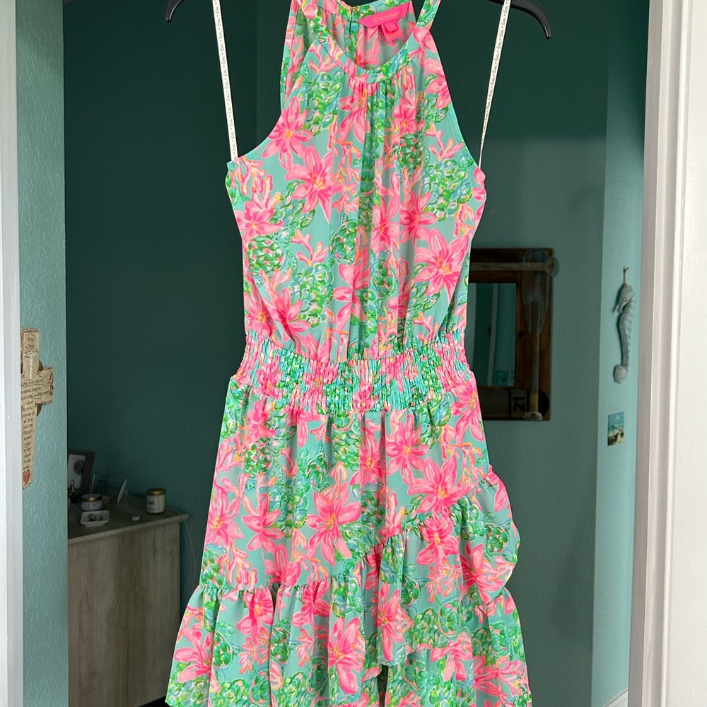 Lilly Pulitzer Vibrant Pink and Green Floral Dress